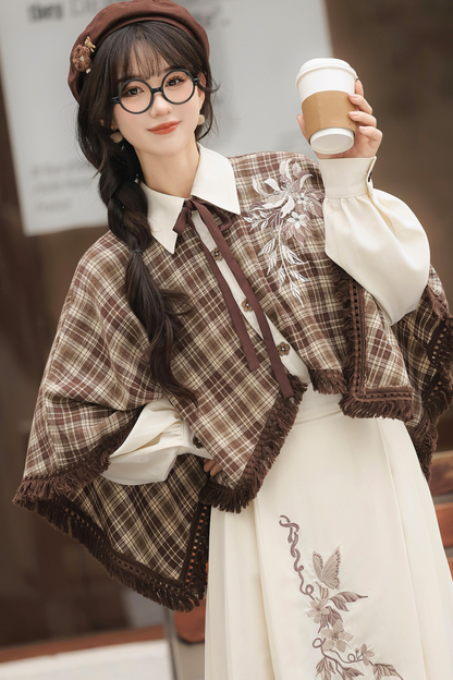 レトロチェックトップス＋スカート