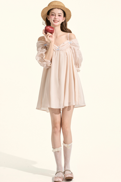 Almond Macaroon One Shoulder Nightdress