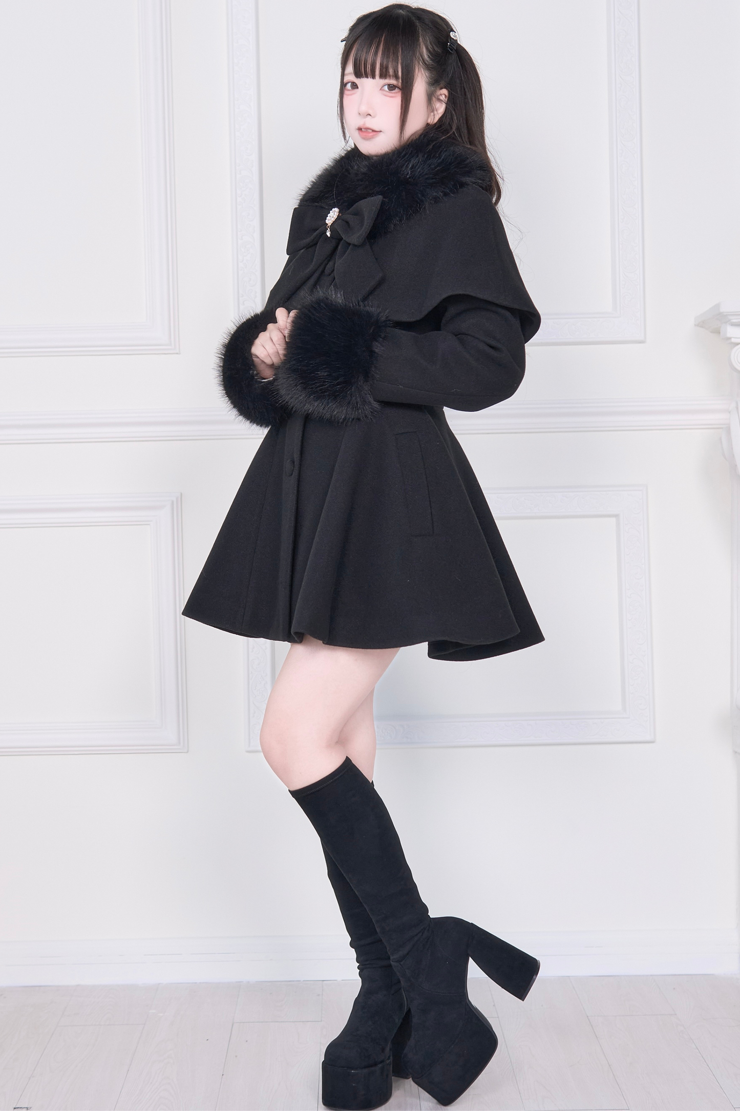 ビッグリボンフレアコート