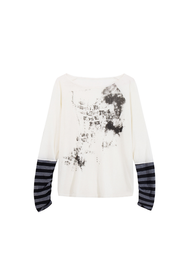 Striped Patchwork Faux Two-Piece Tops