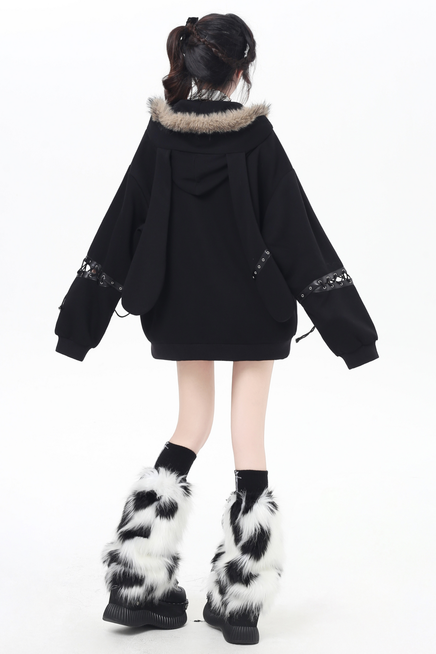 American Fur Hooded Loose Punk Hoodie