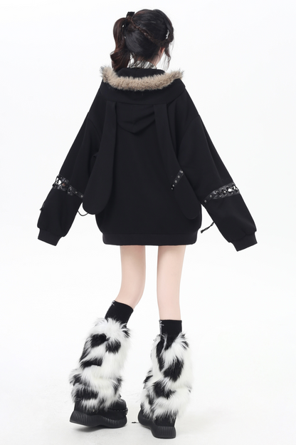 American Fur Hooded Loose Punk Hoodie