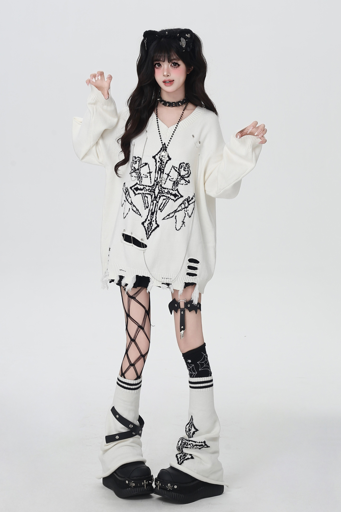 クロスサブカルチャーニットレッグウォーマー