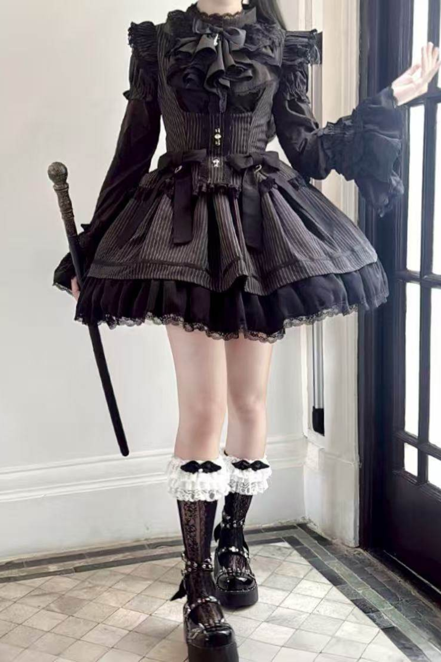 フリルゴシックロリータブラウス+フラワーカラー