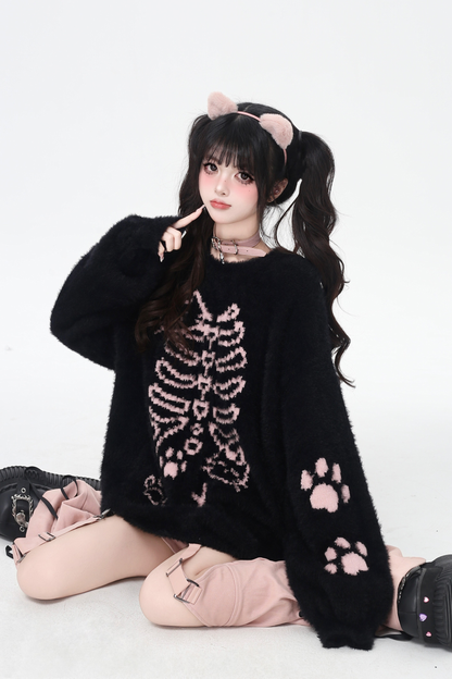 Dark Sweet Cat Design Loose Knit