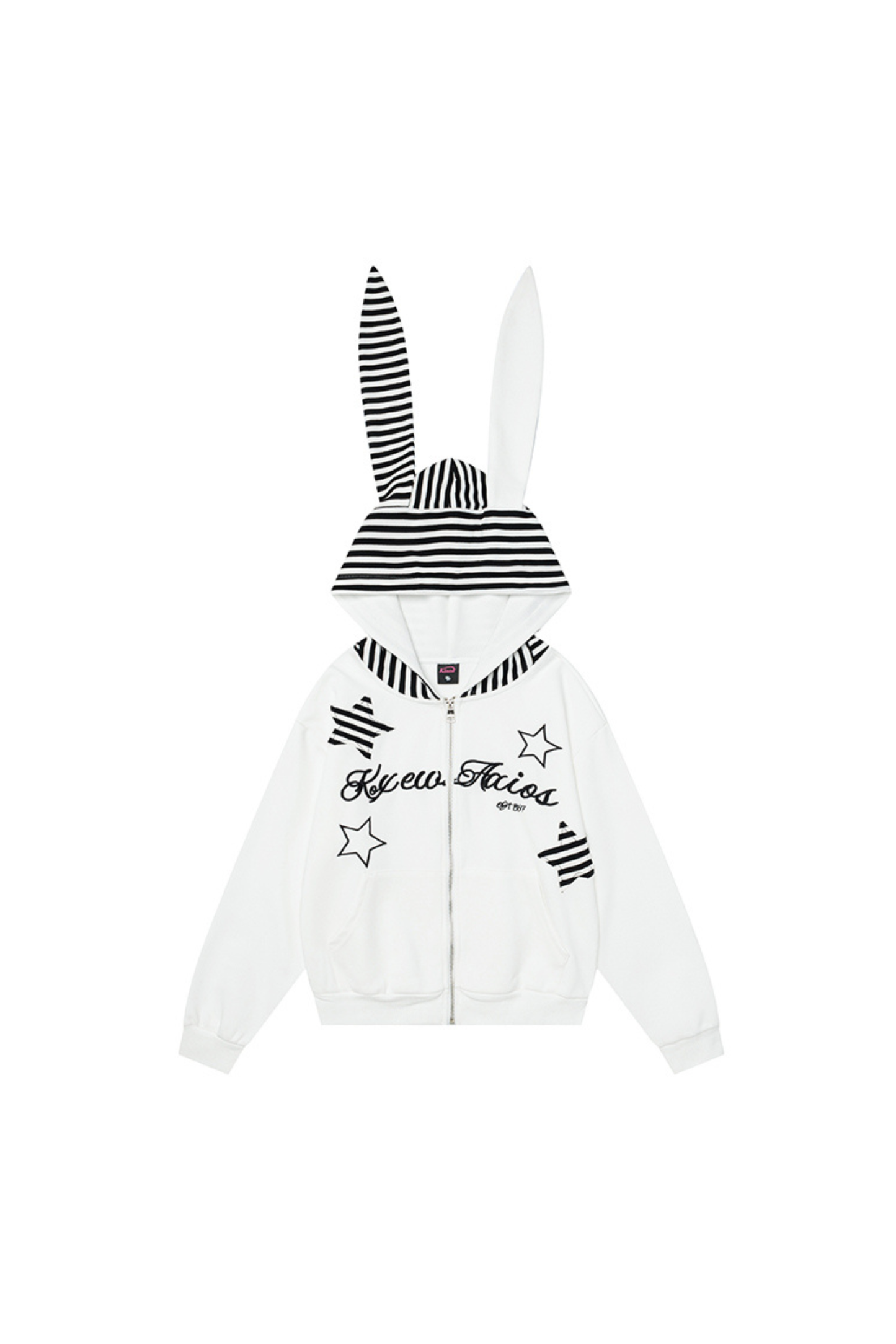 Y2K Rabbit Ear Striped Hooded Hoodie