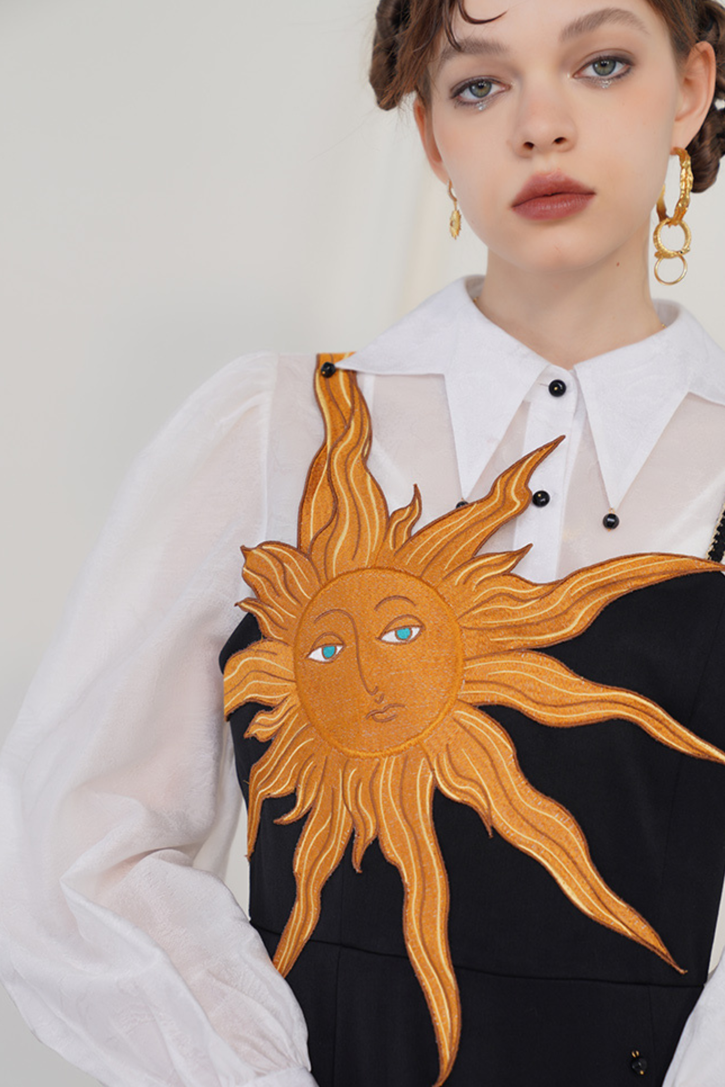 サンフラワーストラップスリムスイングレトロドレス