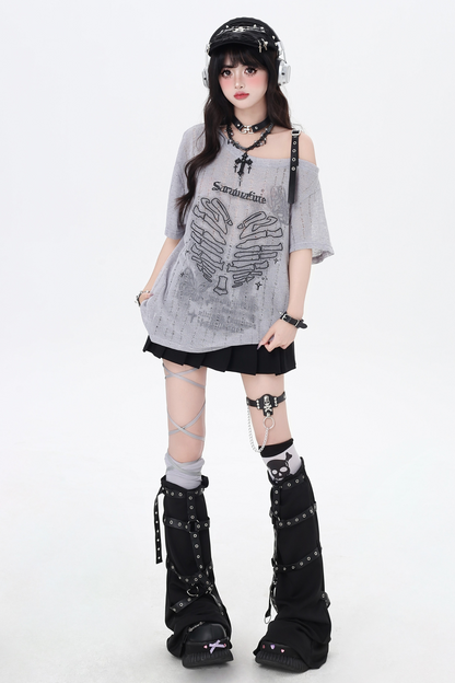 Skull Heart Strapless Top