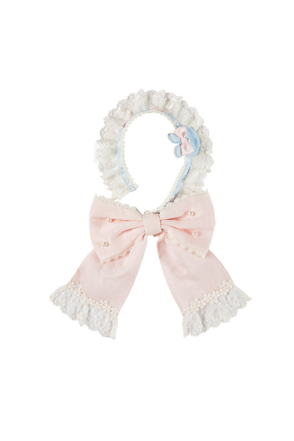 Lace Rabbit Ear Headband + Ribbon Necklace
