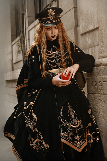 [Deadline for reservations: November 16] Holy army black gold embroidered military cape dress complete set + dress set