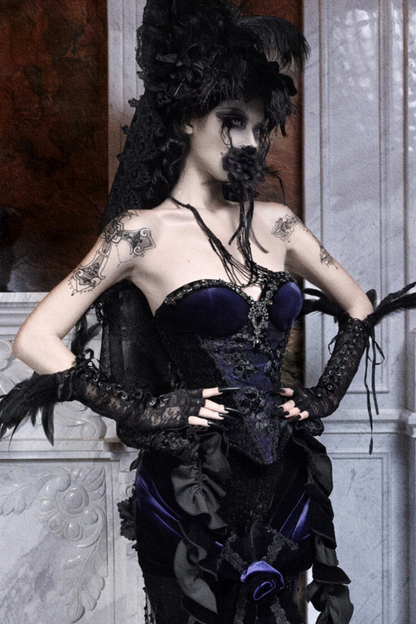Gothic Gorgeous Diamond Velvet Slim Corset