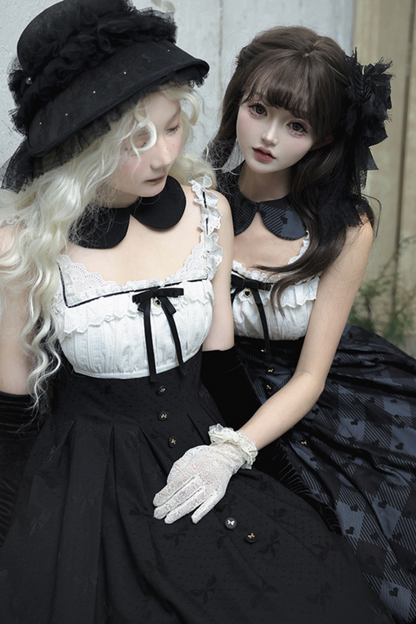 Silent Manner Dark Lolita Princess Jumperskirt + Ribbon Collar Ruffle Jacket