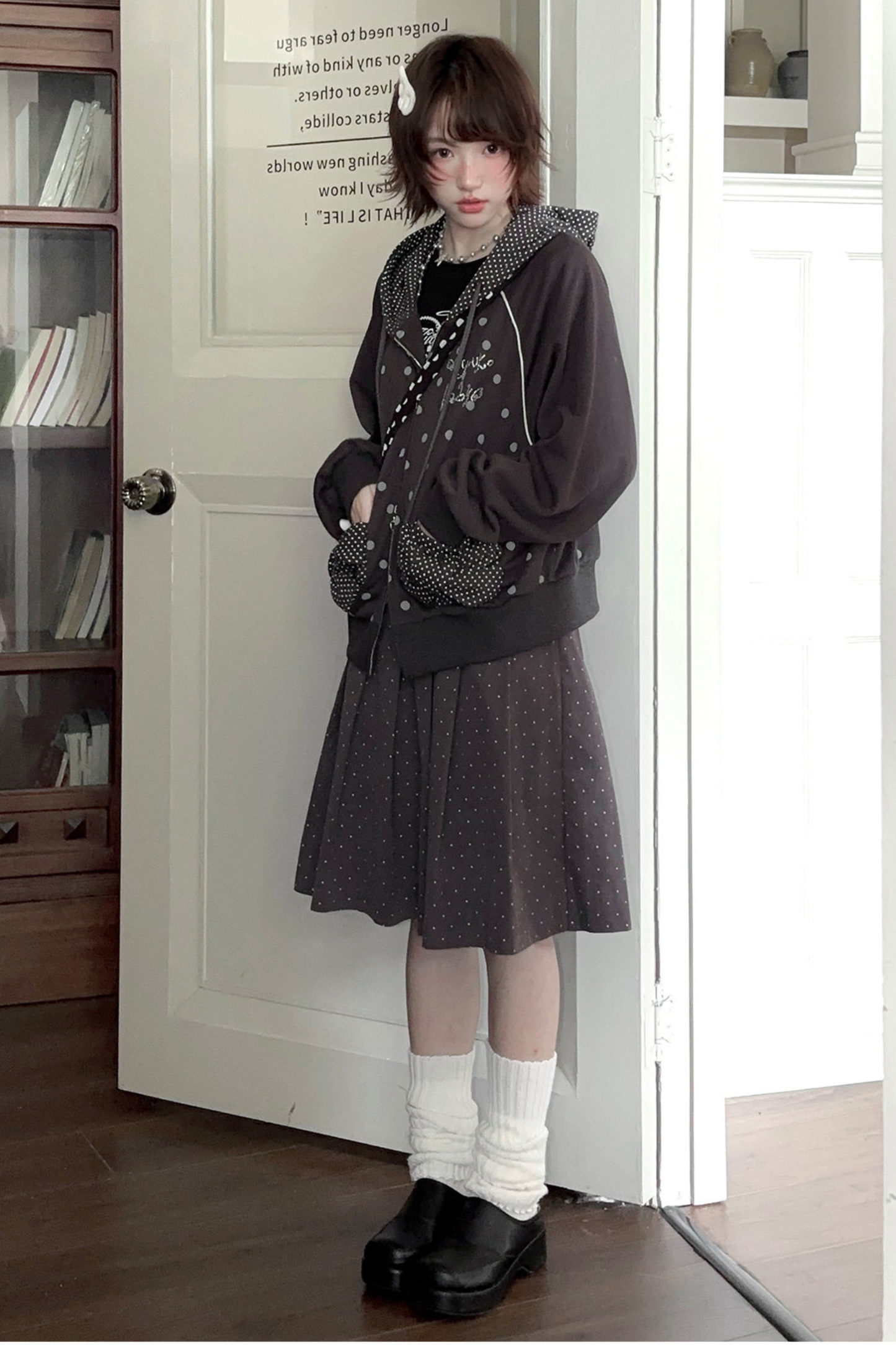 Y2K Dot Design Hoodie