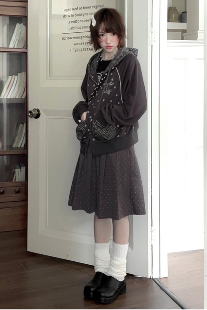 Y2K Dot Design Hoodie