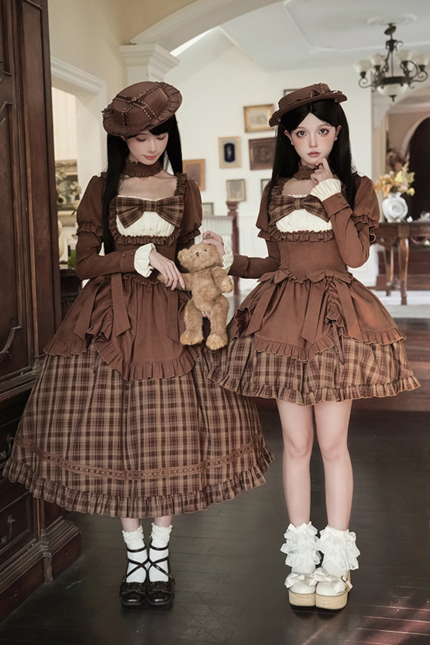 スイートチェックドールドレス＋2WAYリボン＋リボン＋ハット