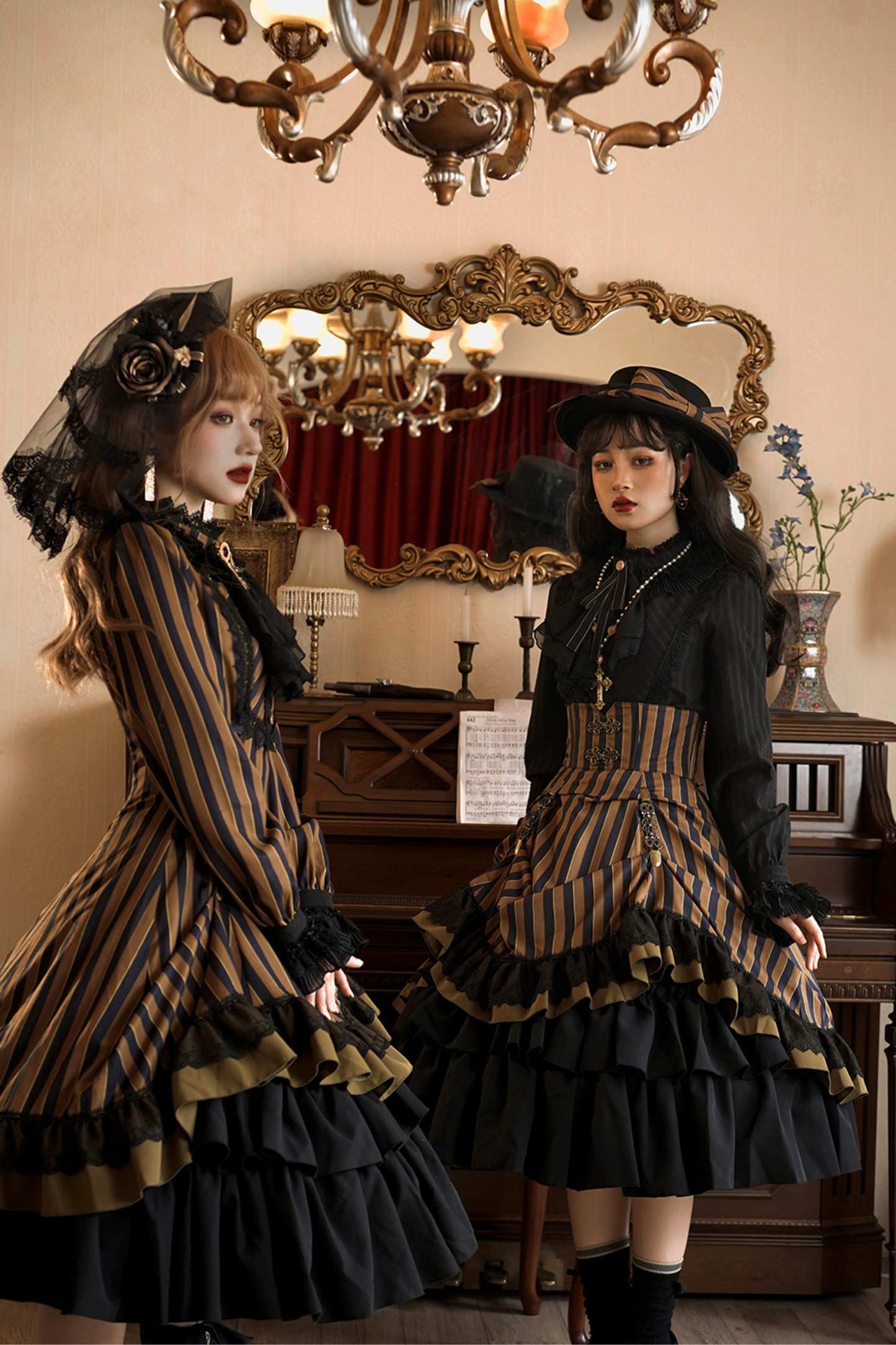 Retro Striped Elegant Gothic Lolita Dress