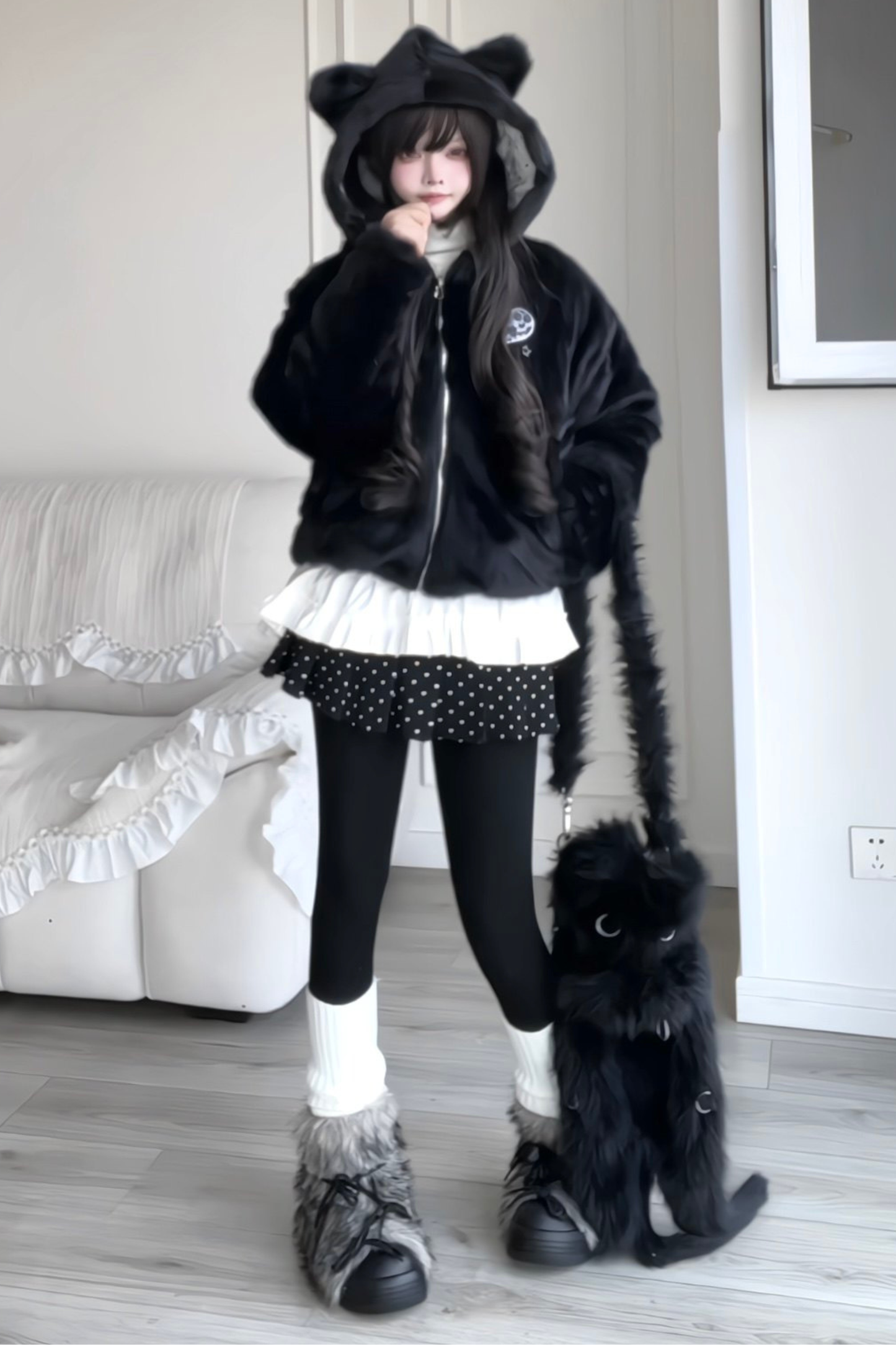 Animal Fur Reversible Zip Jacket