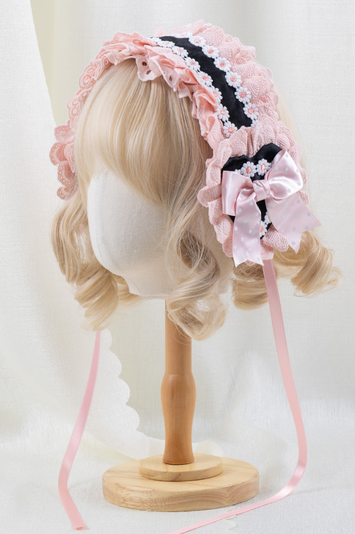 フリルリボンボンネット+ヘアバンド