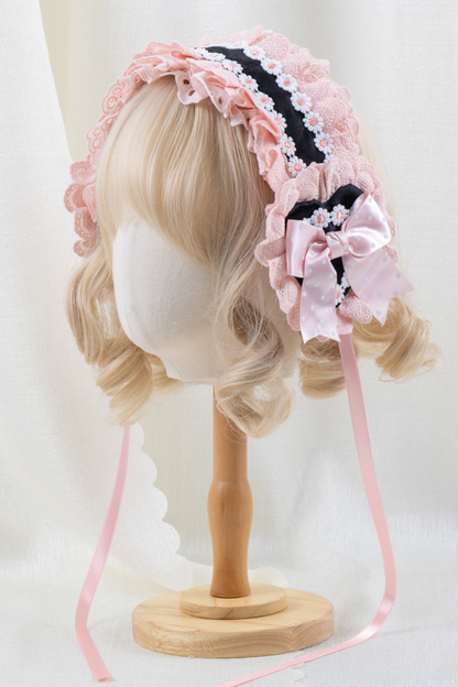 フリルリボンボンネット+ヘアバンド