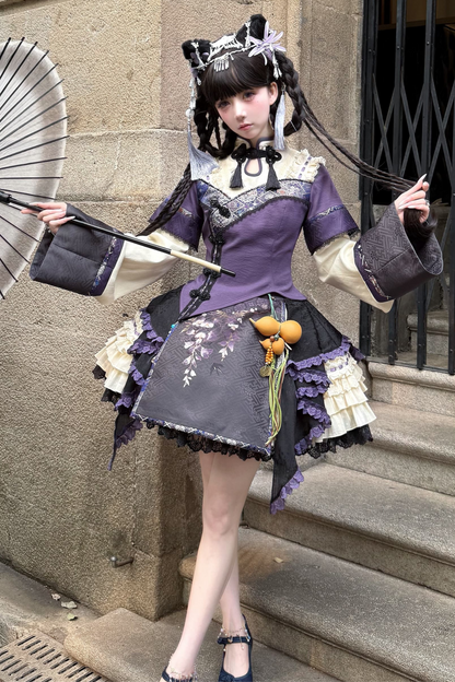 China Style Girl Lolita Top + Skirt + Catsuit + Clips