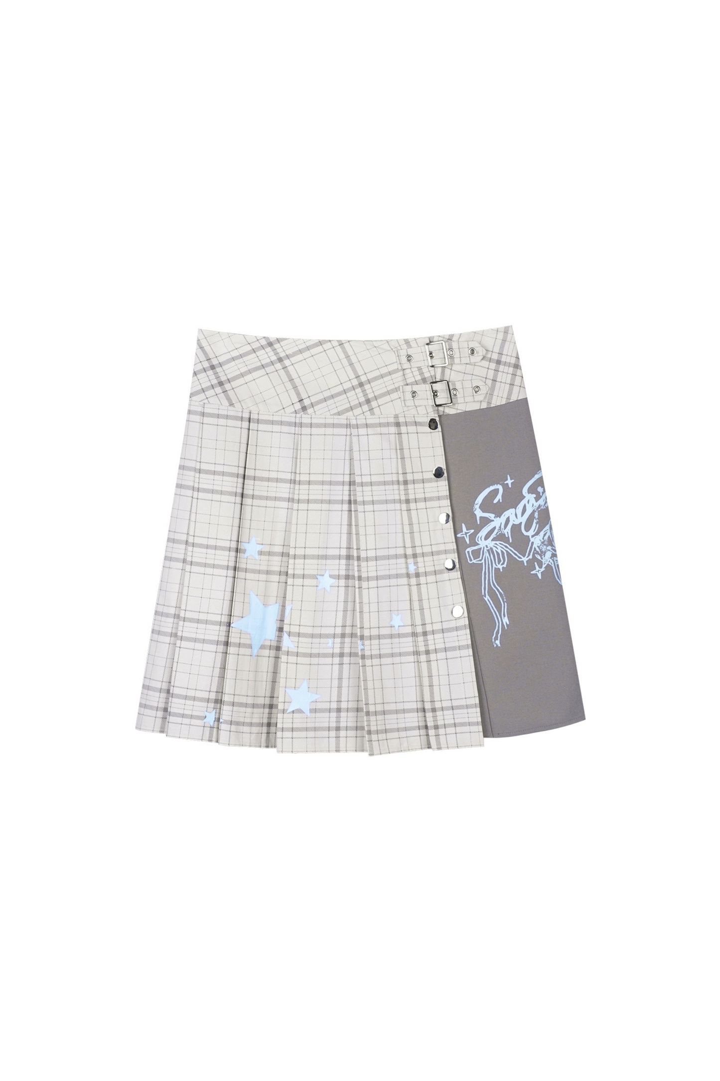 サブカルチャーアシメチェックロゴスカート