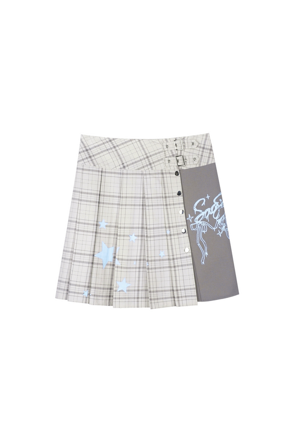 サブカルチャーアシメチェックロゴスカート
