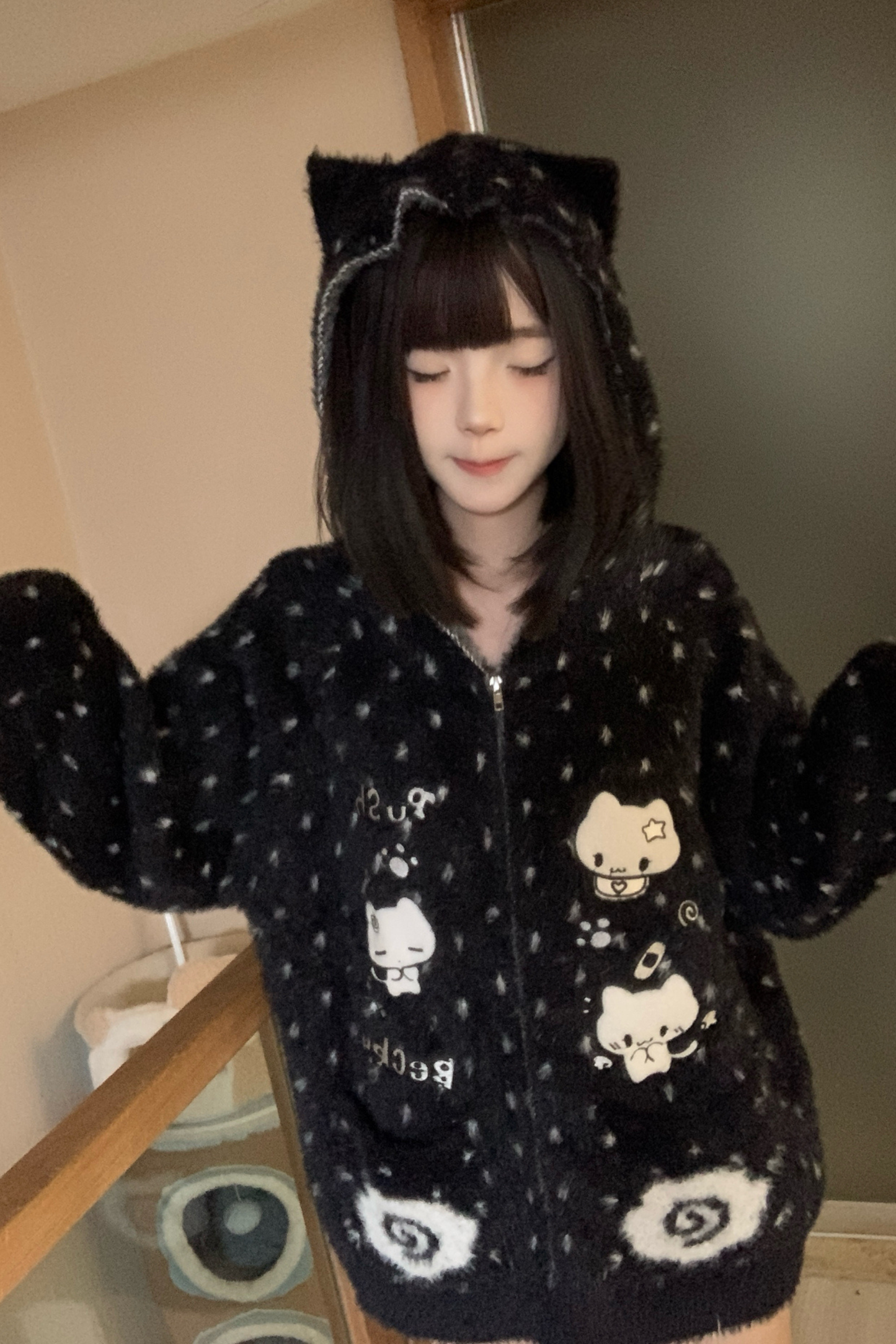 キャットフードニットルーズカーディガン