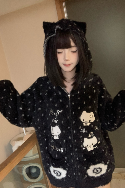 キャットフードニットルーズカーディガン