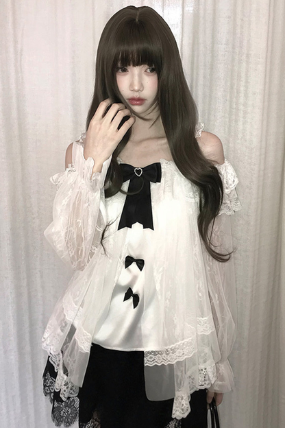 リボンシフォントップス+スカート