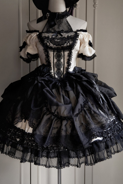 Moon River Lolita Puff Sleeve Top + Vest + Skirt