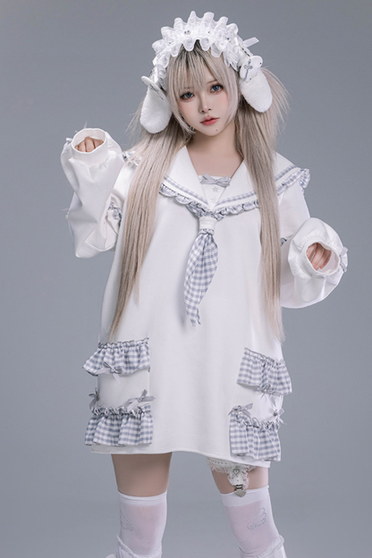 Plaid Sailor Loose Top