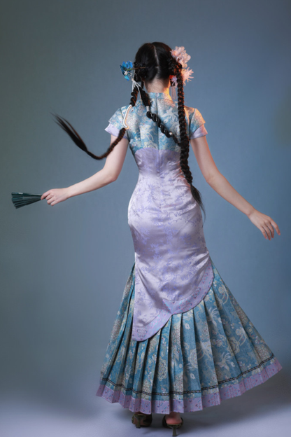 ジャカードレトロタイトプリーツドレス