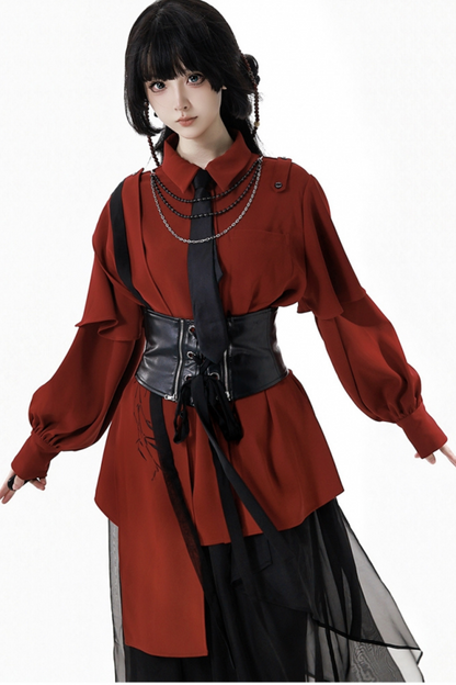 China Top + Chiffon Pants + Corset