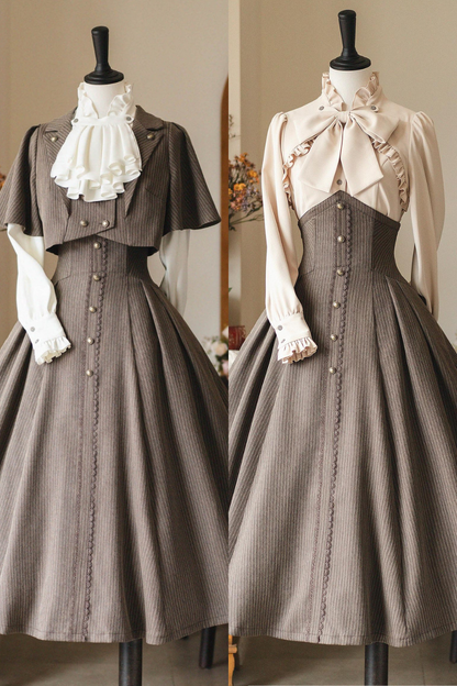 [Vorbestellprodukt] Klassisch Elegante Rüschenhirt Streifen Anzug Set