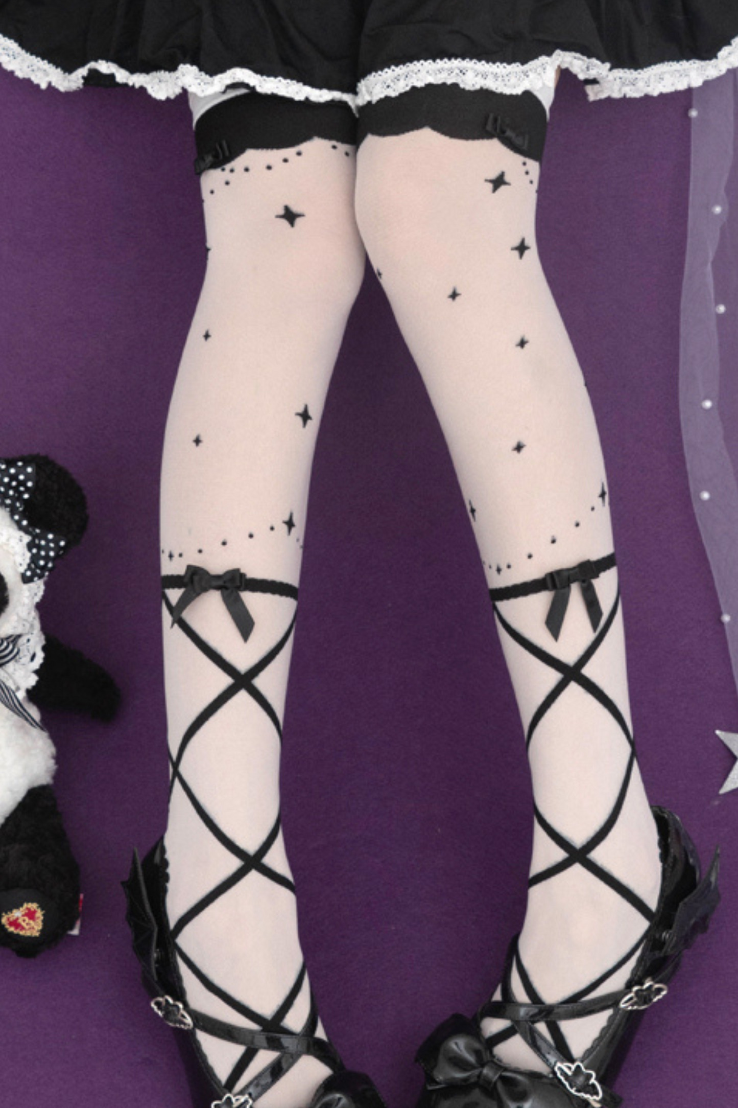 Ribbon design sweet Lolita tights