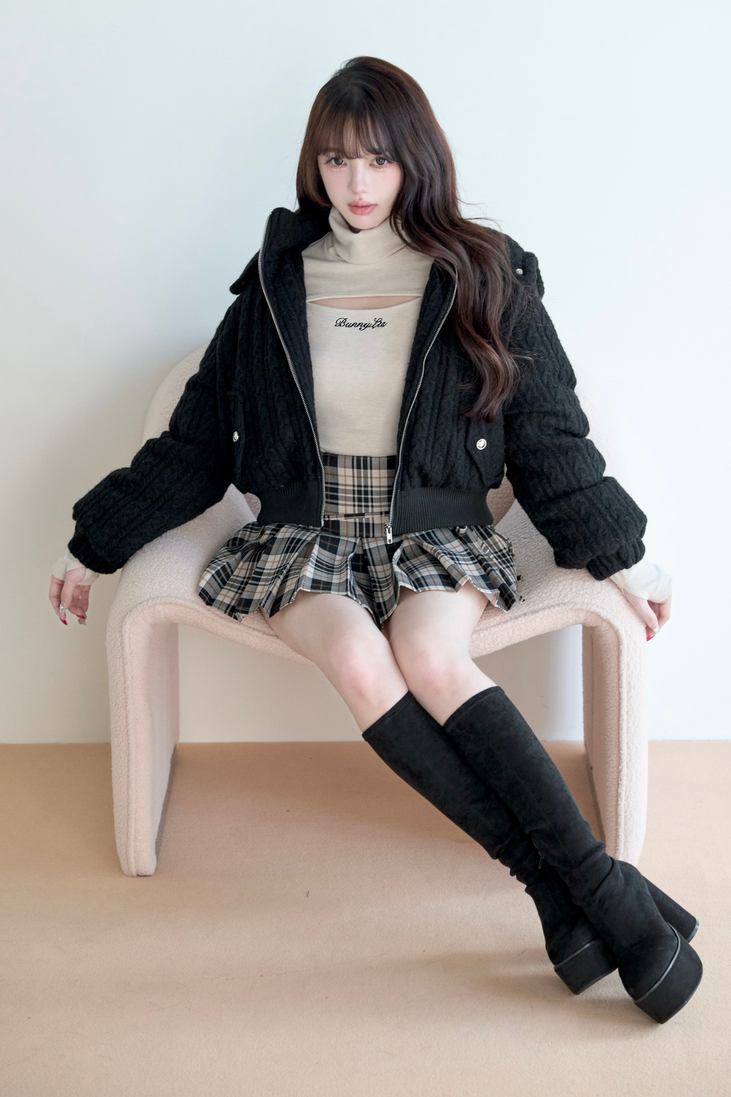 モードケーブルニットジャケット