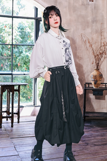Dark Scale Pleated Skirt