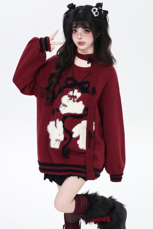 ラビットクルーネックプルオーバーニット