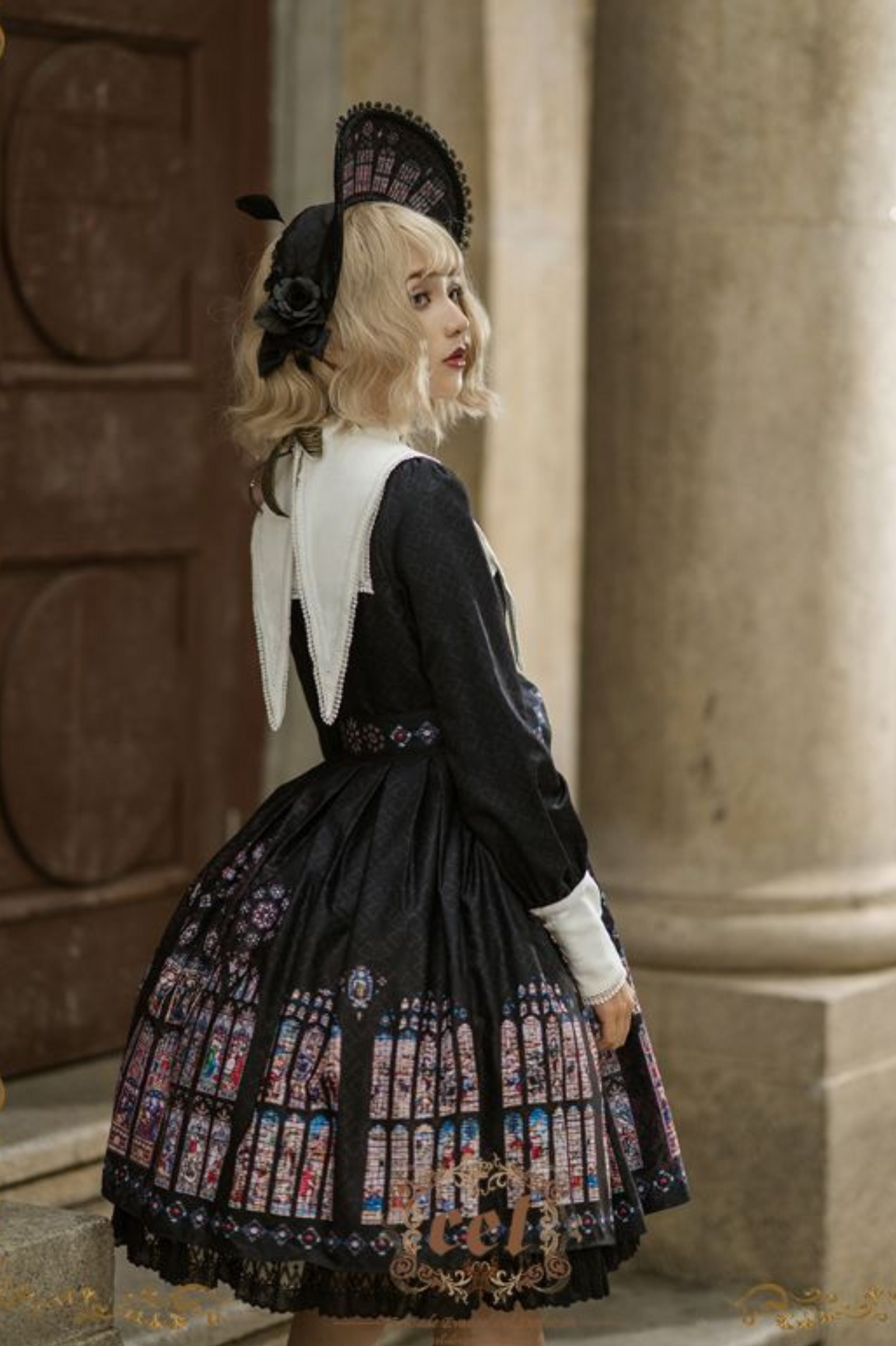 ウィンドウシックレトロドールロリータドレス