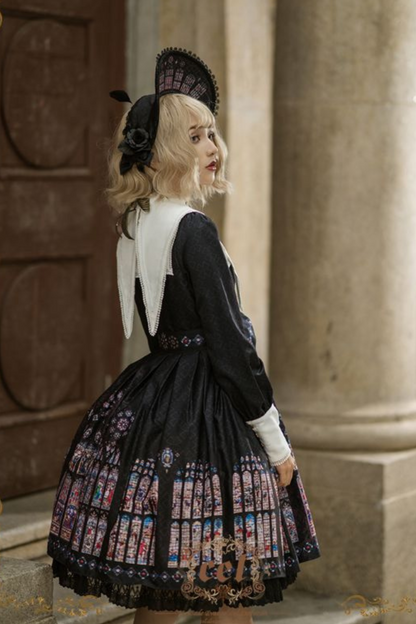 ウィンドウシックレトロドールロリータドレス