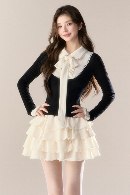 フレンチカレッジトップス+ティアードスカート