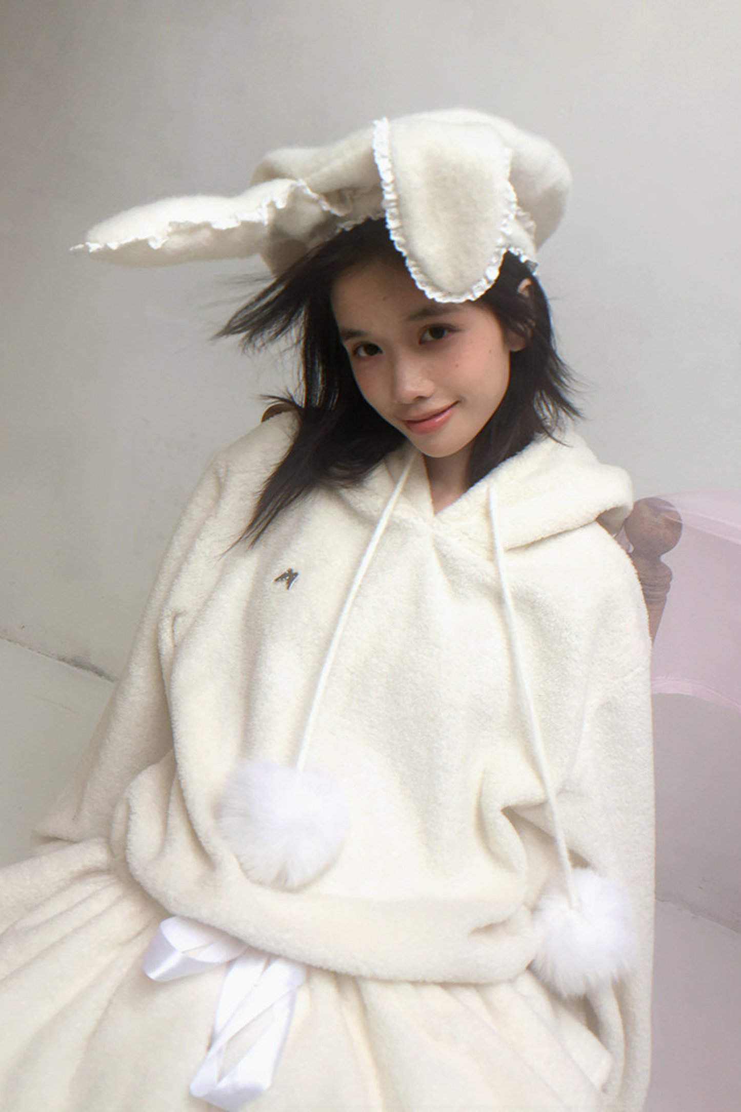 レースラビットイヤーベレー帽