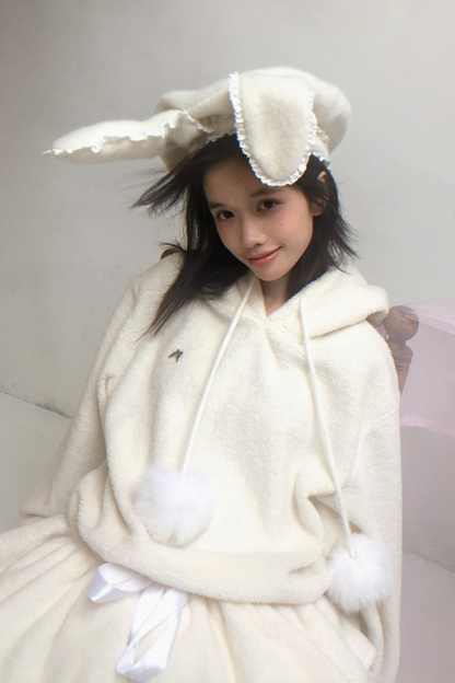 レースラビットイヤーベレー帽