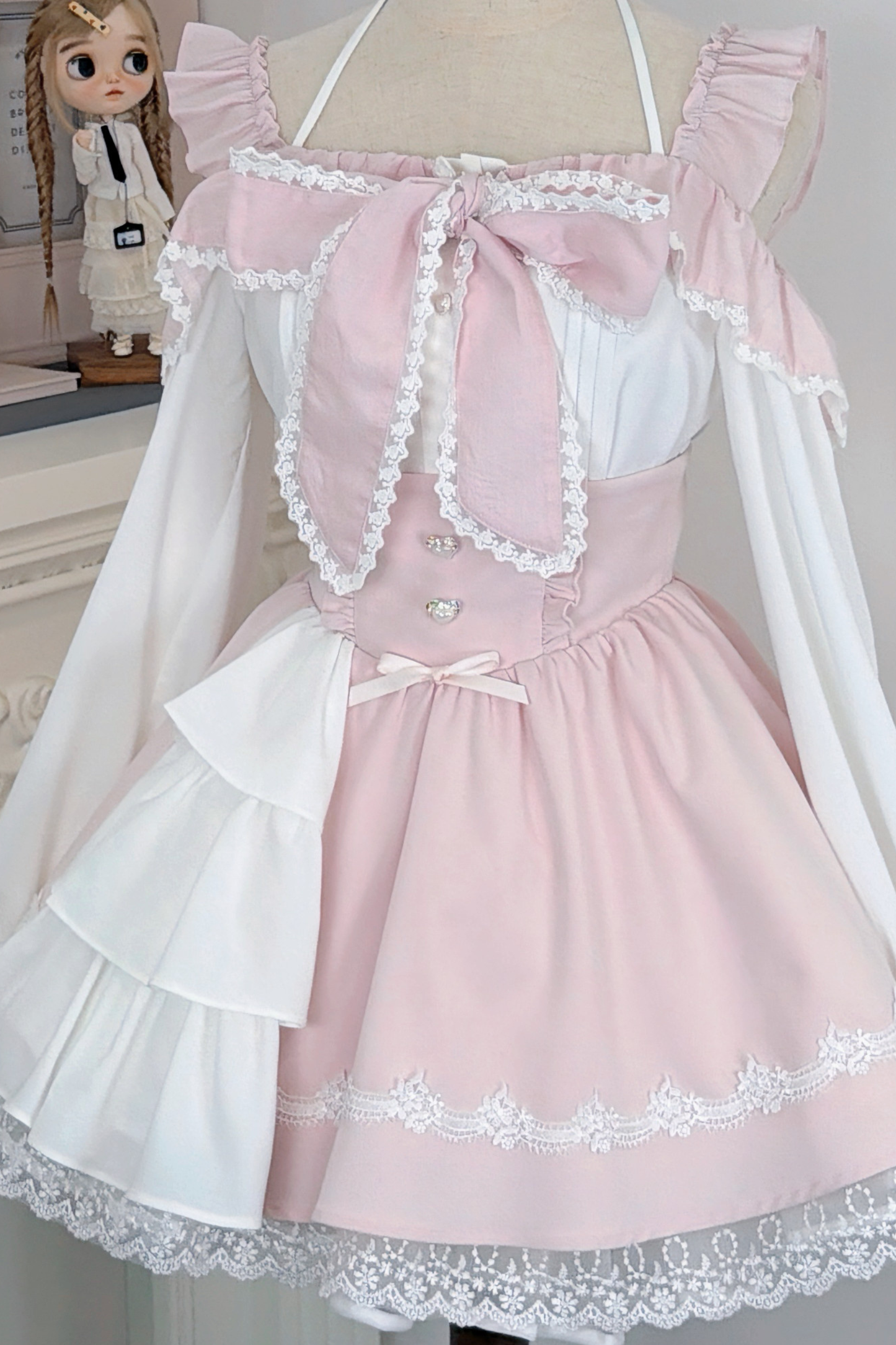 スイートガーリーフショルダートップス+スカート