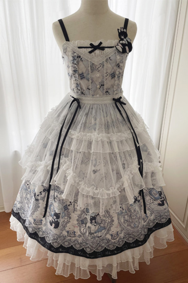 Rabbit Hole Alice Lolita Dress + JSK + Cat Hairband + Headband + Hat + Clip + Bonnet