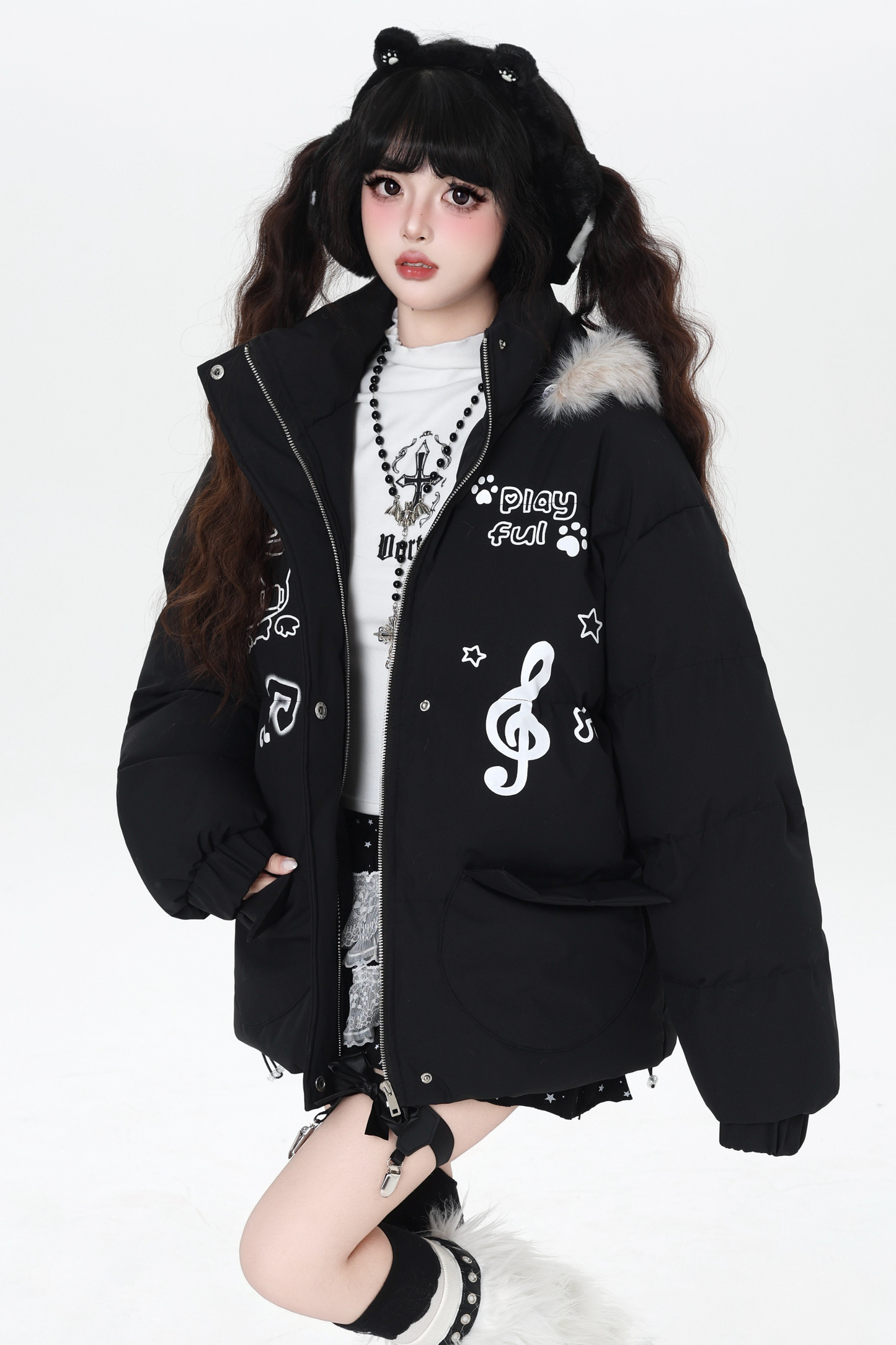 Cat Melody Fur Hooded Jacket