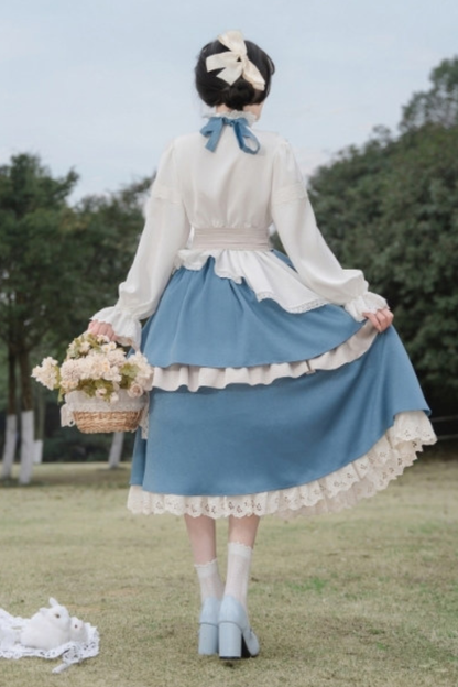 Retro Elegant Shirt + Half Skirt