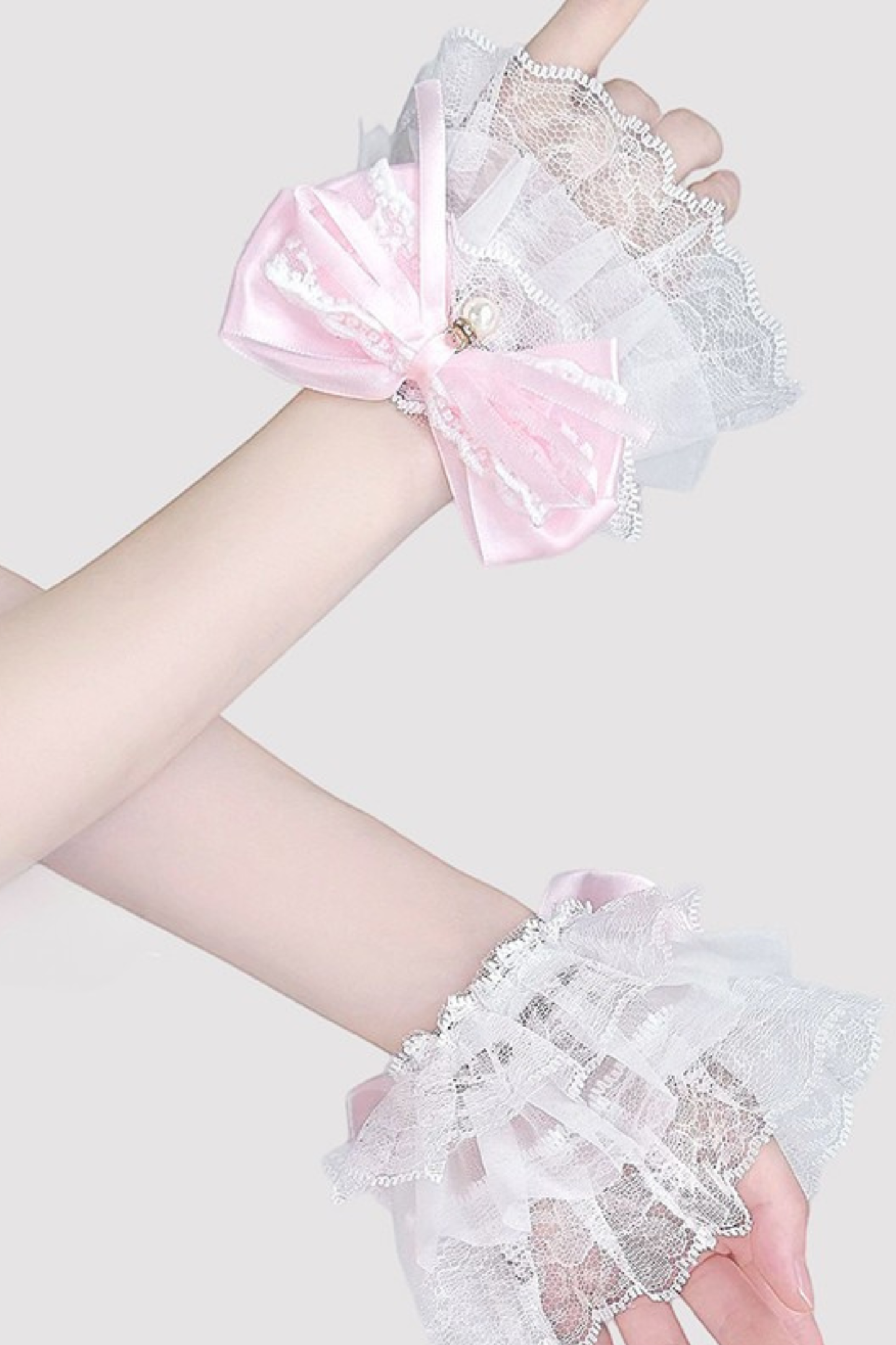 Lace Pearl Ribbon Lolita Sleeve