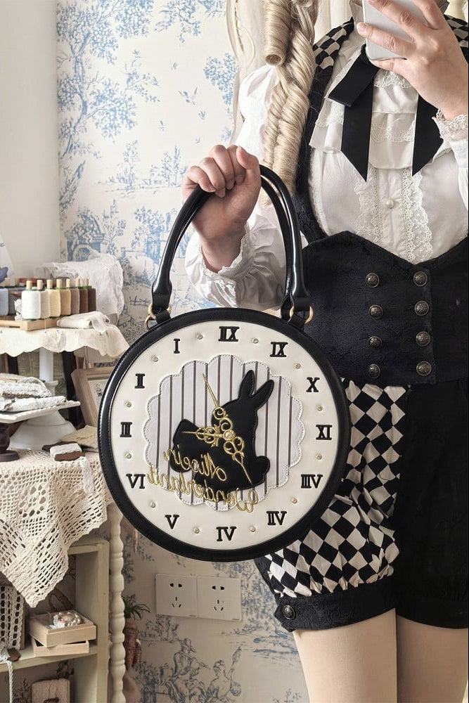 [Date limite de précommande : 16 juillet] Sac à main horloge lapin fantasy Alice (avec bandoulière)