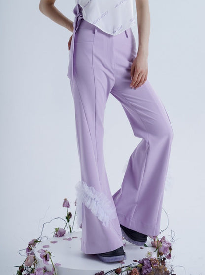 Slim Flared Waist Design Wide Pants